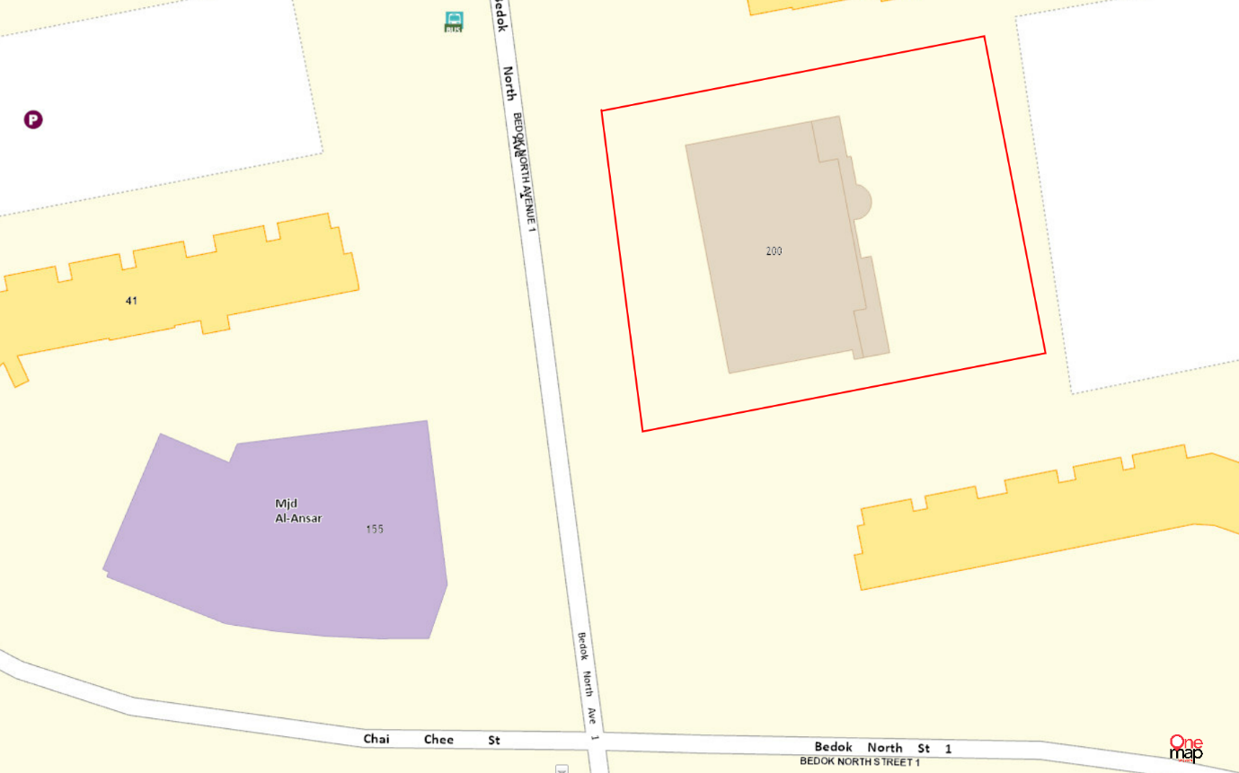 Location map of 200 Bedok North Avenue 1